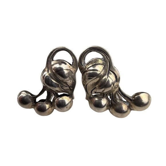 Kalo Sterling Silver Womens Floral Clip Screw On Earrings Handcrafted Intricate - Picture 1 of 7